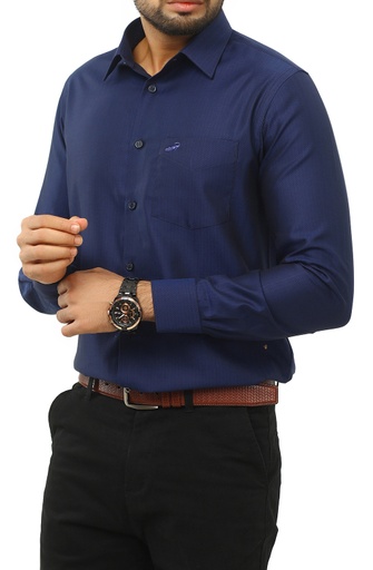 [Herringbone Navy Blue] Crocodile Formal Shirt